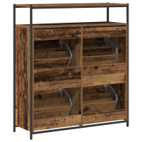 Produktbild för Skoskåp med hylla Gammalt trä 100 x 34 x 112 cm Konstruerat trä