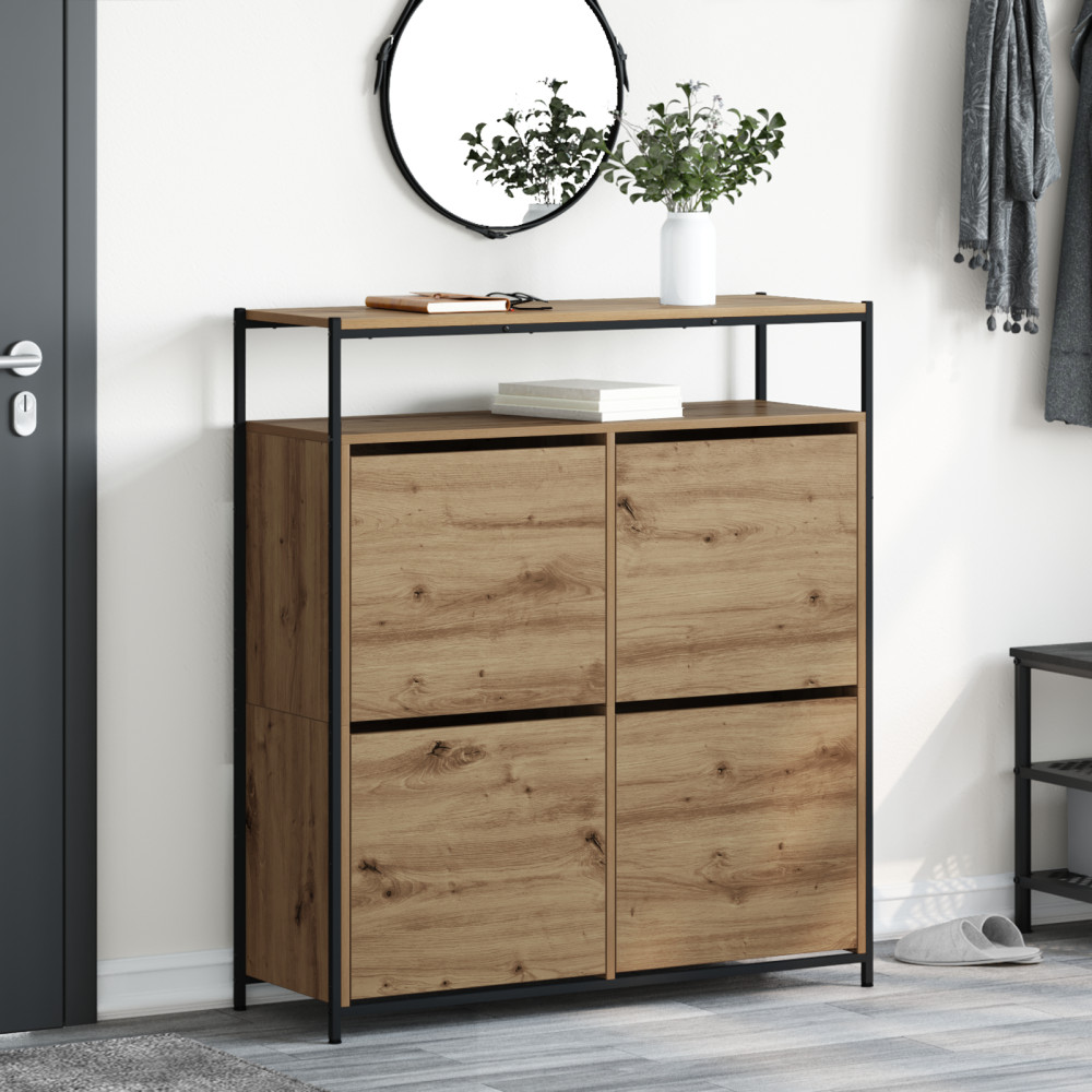Produktbild för Skoskåp med hylla Artisan Ek 100 x 34 x 112 cm Konstruerat trä