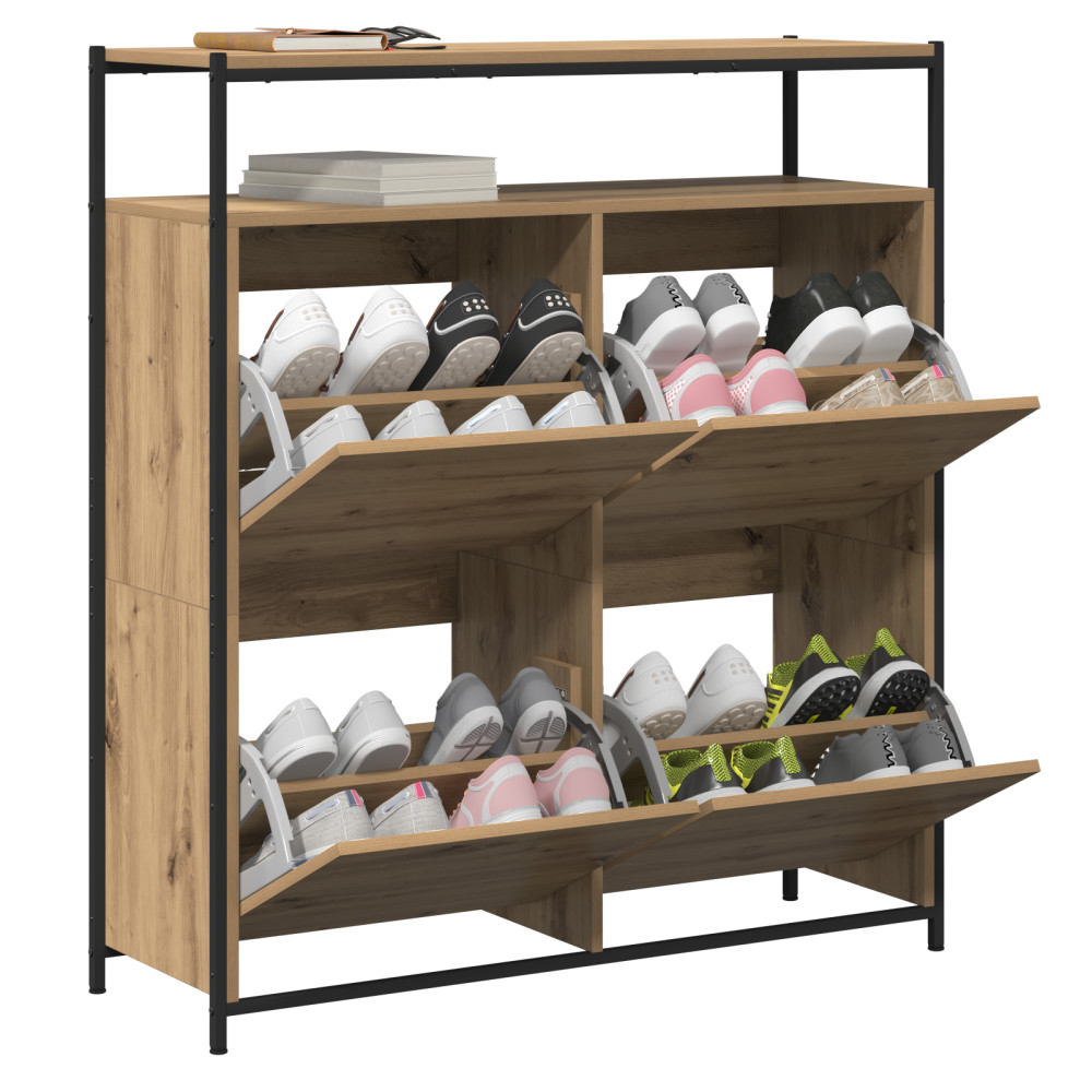 Produktbild för Skoskåp med hylla Artisan Ek 100 x 34 x 112 cm Konstruerat trä