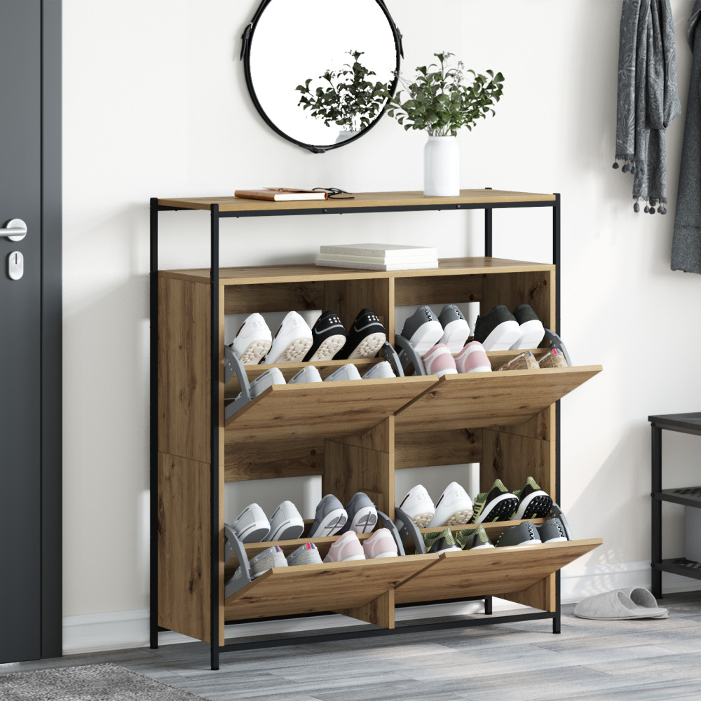 Produktbild för Skoskåp med hylla Artisan Ek 100 x 34 x 112 cm Konstruerat trä