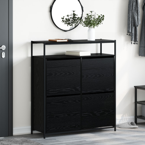 vidaXL Skoskåp med hylla Svart Ek 100 x 34 x 112 cm Konstruerat trä