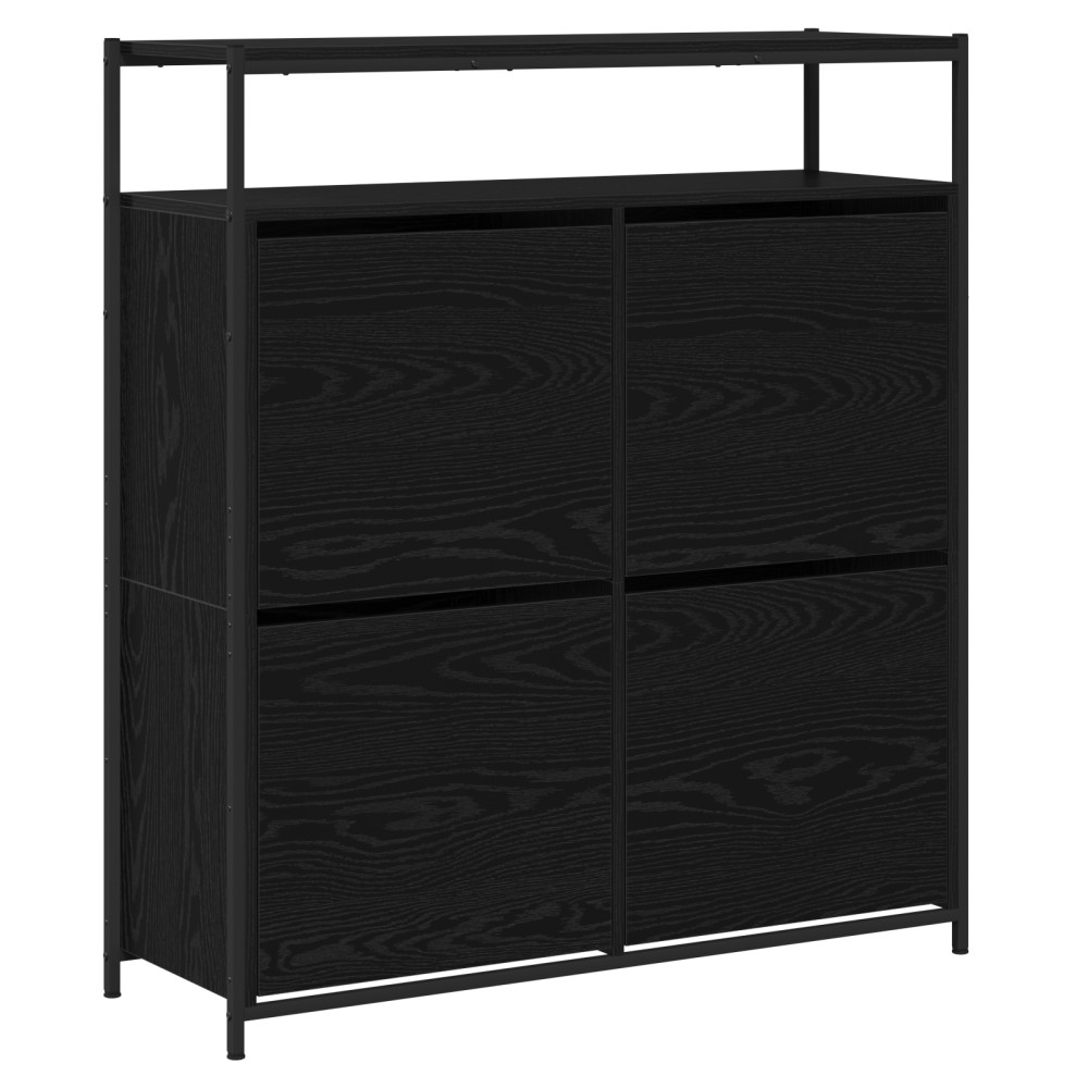 Produktbild för Skoskåp med hylla Svart Ek 100 x 34 x 112 cm Konstruerat trä