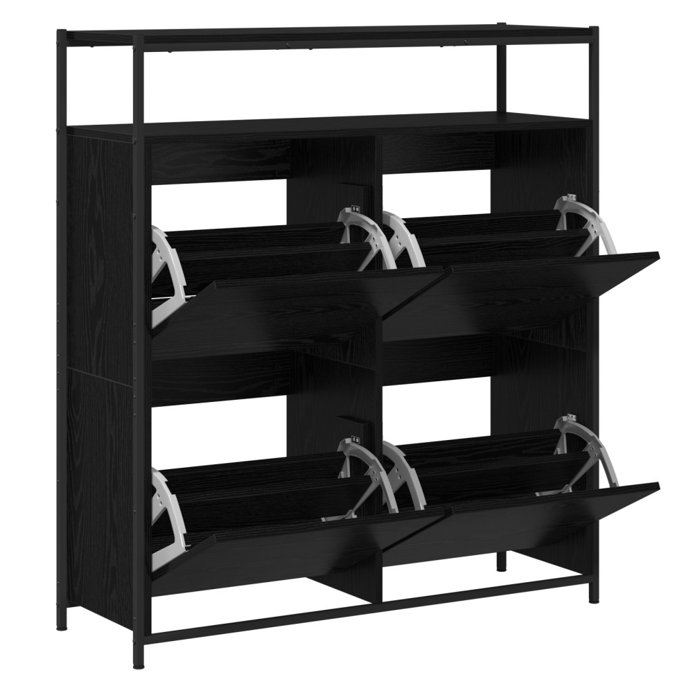Produktbild för Skoskåp med hylla Svart Ek 100 x 34 x 112 cm Konstruerat trä