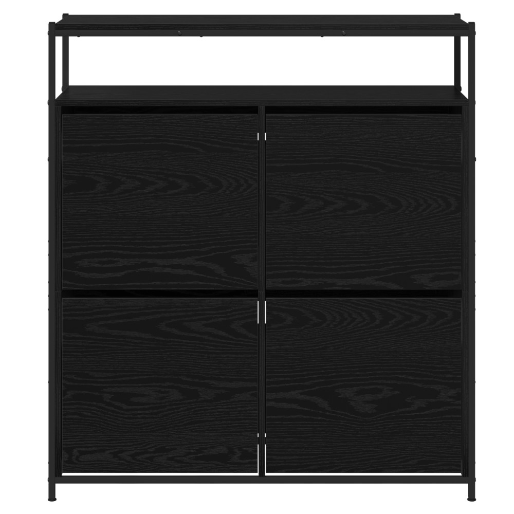 Produktbild för Skoskåp med hylla Svart Ek 100 x 34 x 112 cm Konstruerat trä