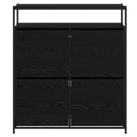 Produktbild för Skoskåp med hylla Svart Ek 100 x 34 x 112 cm Konstruerat trä