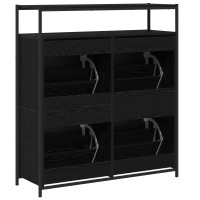 Produktbild för Skoskåp med hylla Svart Ek 100 x 34 x 112 cm Konstruerat trä