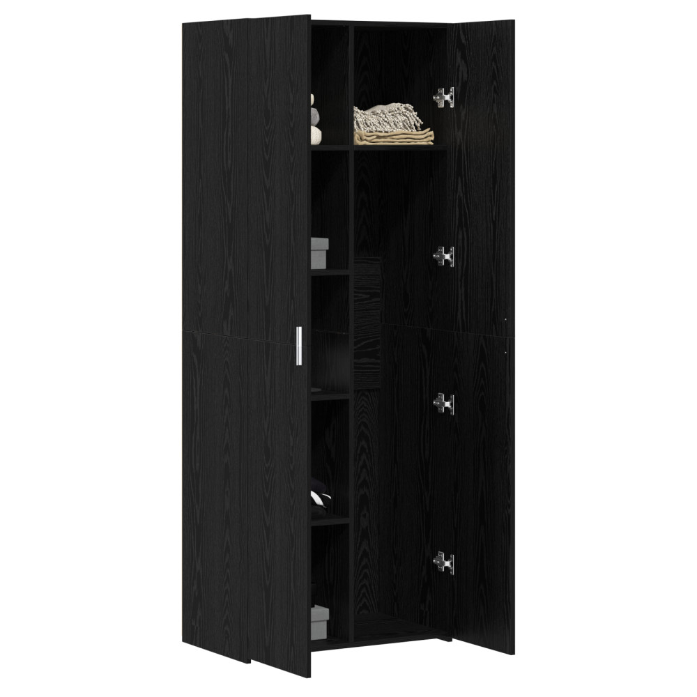 Produktbild för Skåp 2 pcs Svart Ek 70 x 42,5 x 185 cm