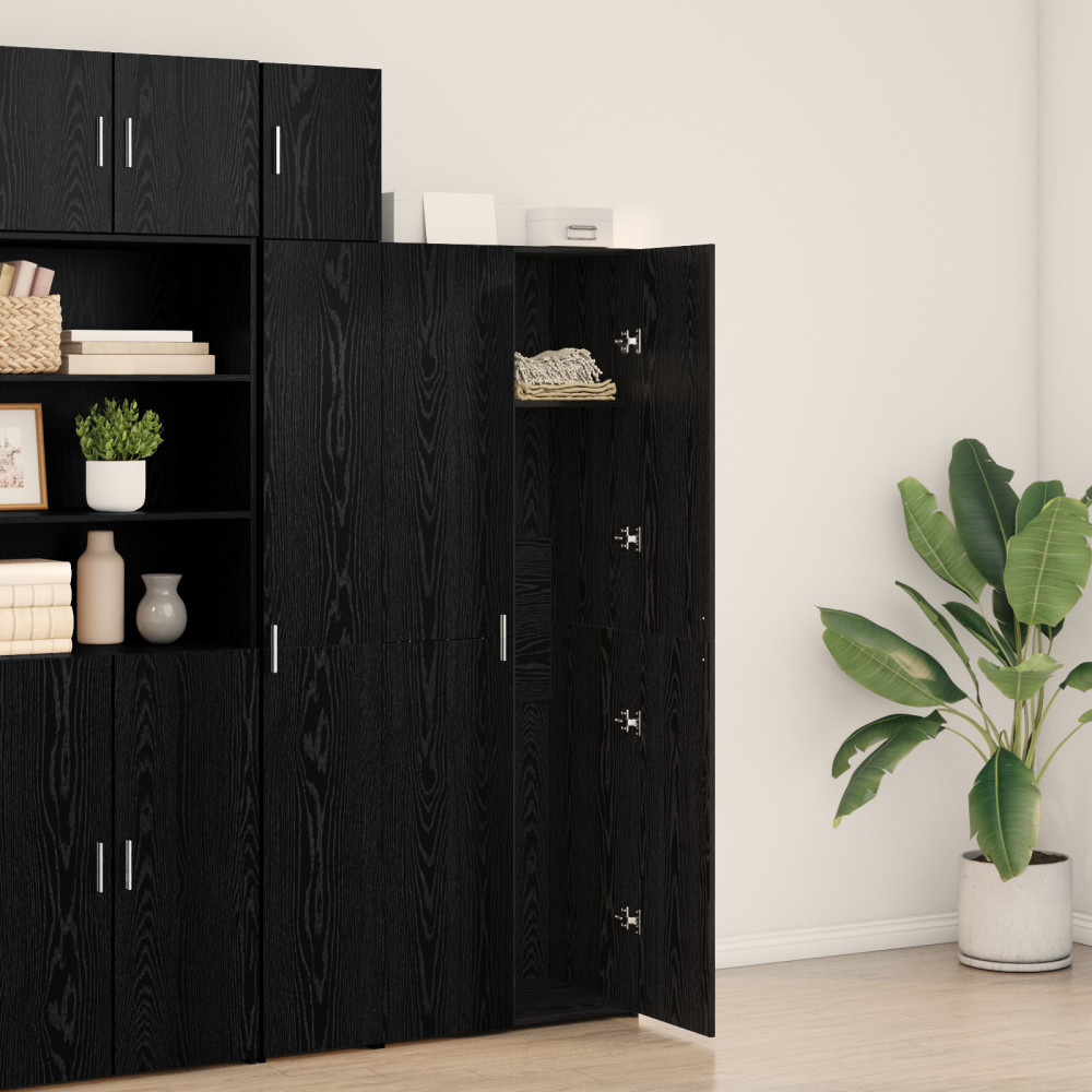 Produktbild för Skåp 2 pcs Svart Ek 70 x 42,5 x 185 cm