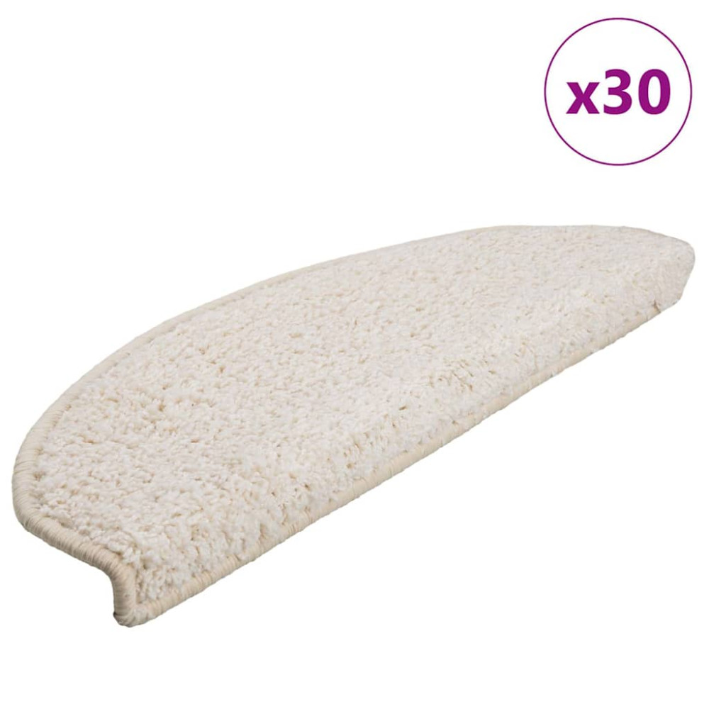 Produktbild för Trappmattor 30 st 65x21x4 cm vita halvrunda stora