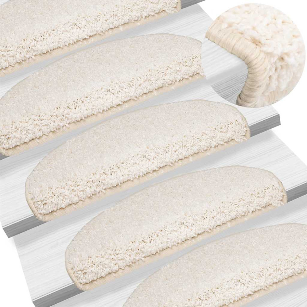 Produktbild för Trappmattor 30 st 65x21x4 cm vita halvrunda stora