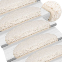 Produktbild för Trappmattor 30 st 65x21x4 cm vita halvrunda stora