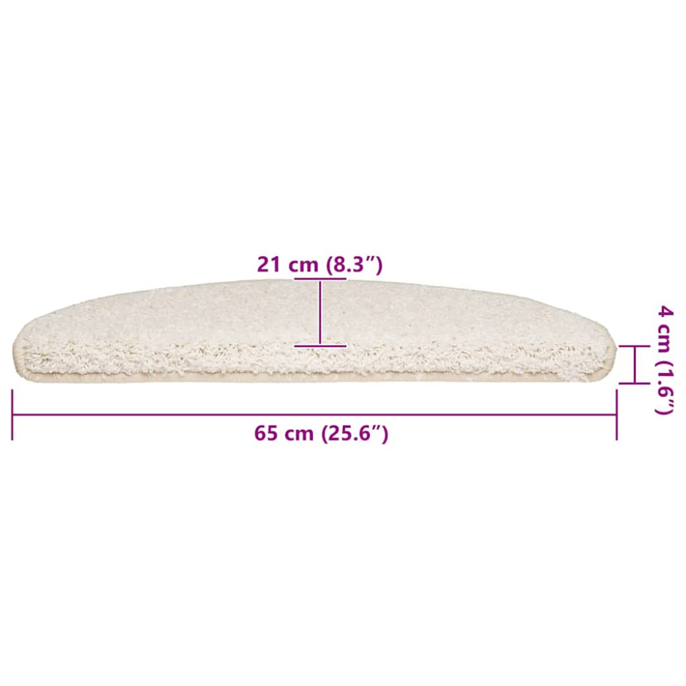 Produktbild för Trappmattor 30 st 65x21x4 cm vita halvrunda stora