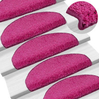 Produktbild för Trappmattor 30 st 65x21x4 cm rosa halvrunda stora