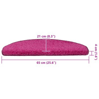 Produktbild för Trappmattor 30 st 65x21x4 cm rosa halvrunda stora