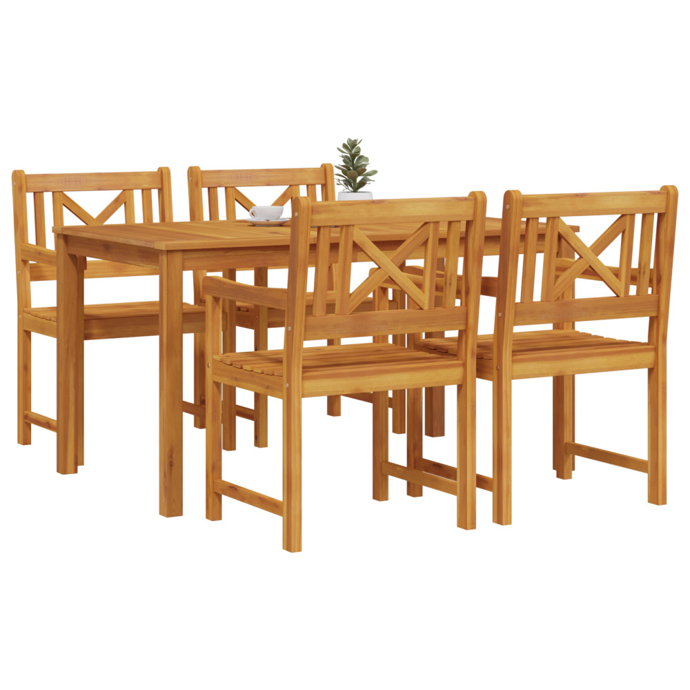 Produktbild för Trädgårdsmöbelset 5 pcs Brun Massivt Akaciaträ