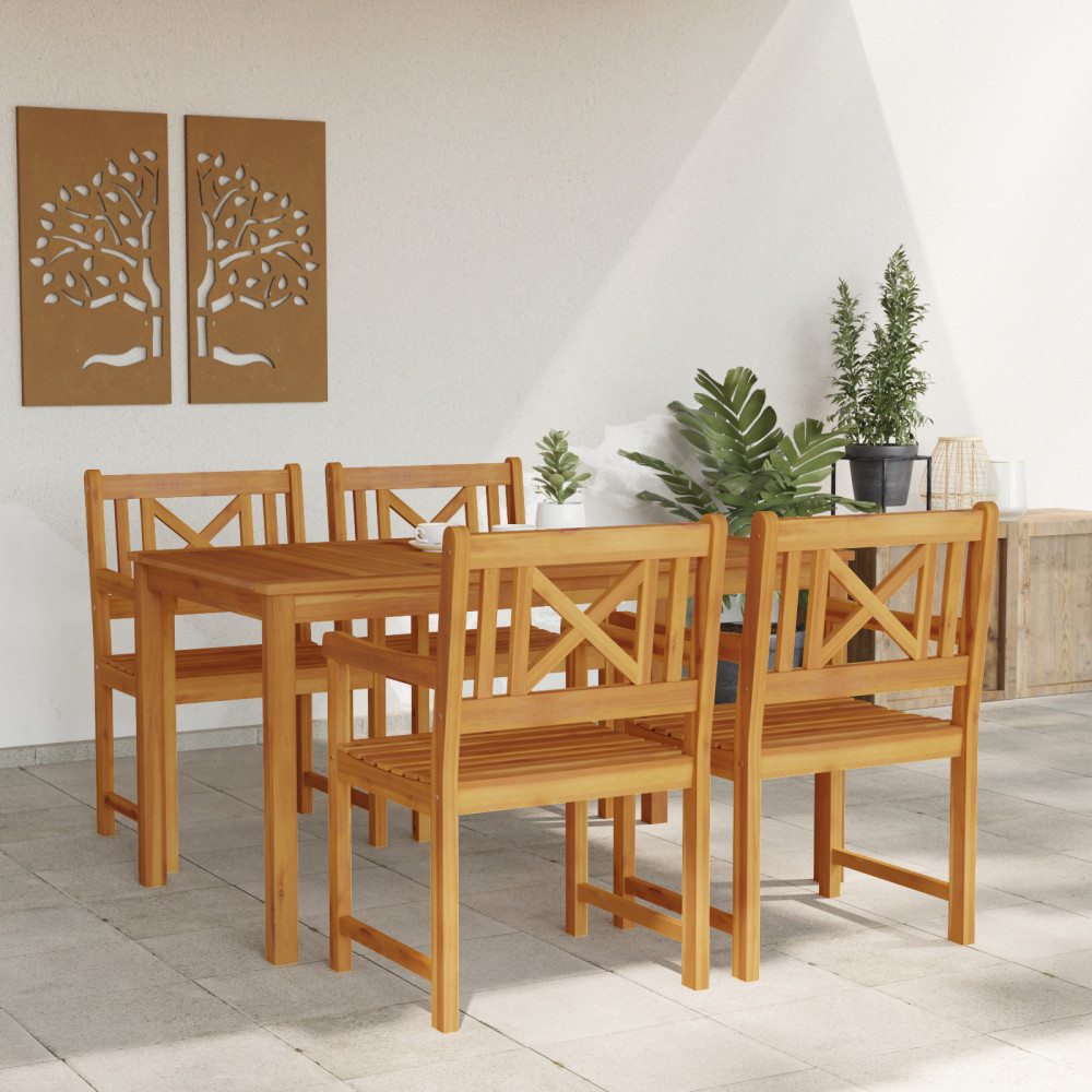 Produktbild för Trädgårdsmöbelset 5 pcs Brun Massivt Akaciaträ