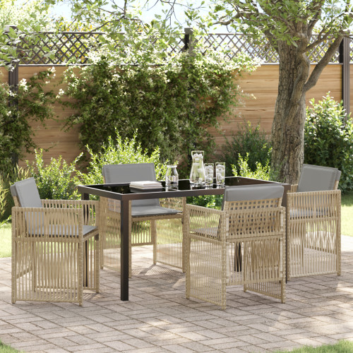vidaXL Trädgårdsmöbelset 5 pcs Beige Pulverlackerat stål