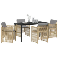 Produktbild för Trädgårdsmöbelset 5 pcs Beige Pulverlackerat stål