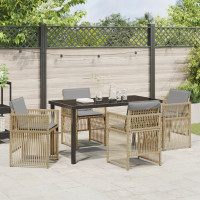 Produktbild för Trädgårdsmöbelset 5 pcs Beige Pulverlackerat stål