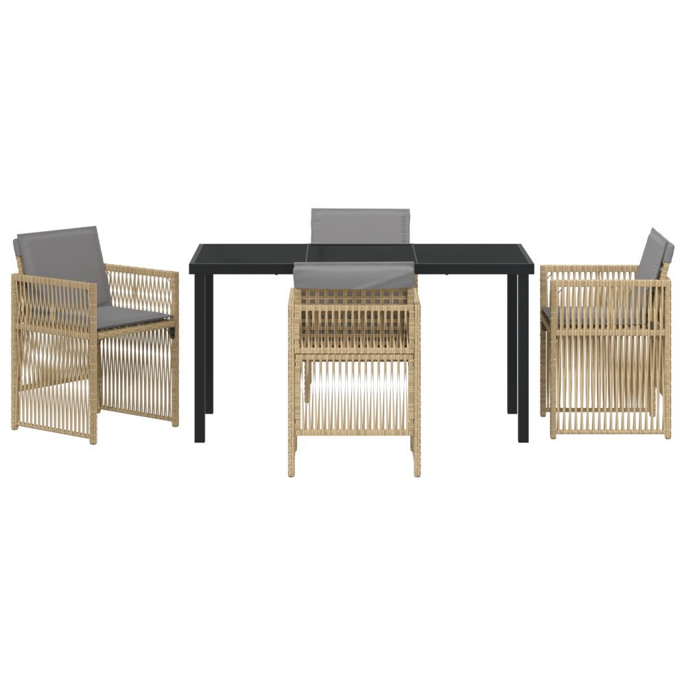 Produktbild för Trädgårdsmöbelset 5 pcs Beige Pulverlackerat stål