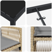 Produktbild för Trädgårdsmöbelset 5 pcs Beige Pulverlackerat stål