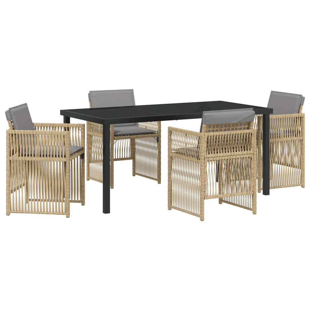 Produktbild för Trädgårdsmöbelset 5 pcs Beige Pulverlackerat stål