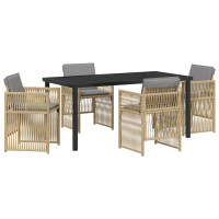 Produktbild för Trädgårdsmöbelset 5 pcs Beige Pulverlackerat stål