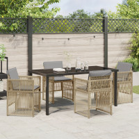 Produktbild för Trädgårdsmöbelset 5 pcs Beige Pulverlackerat stål