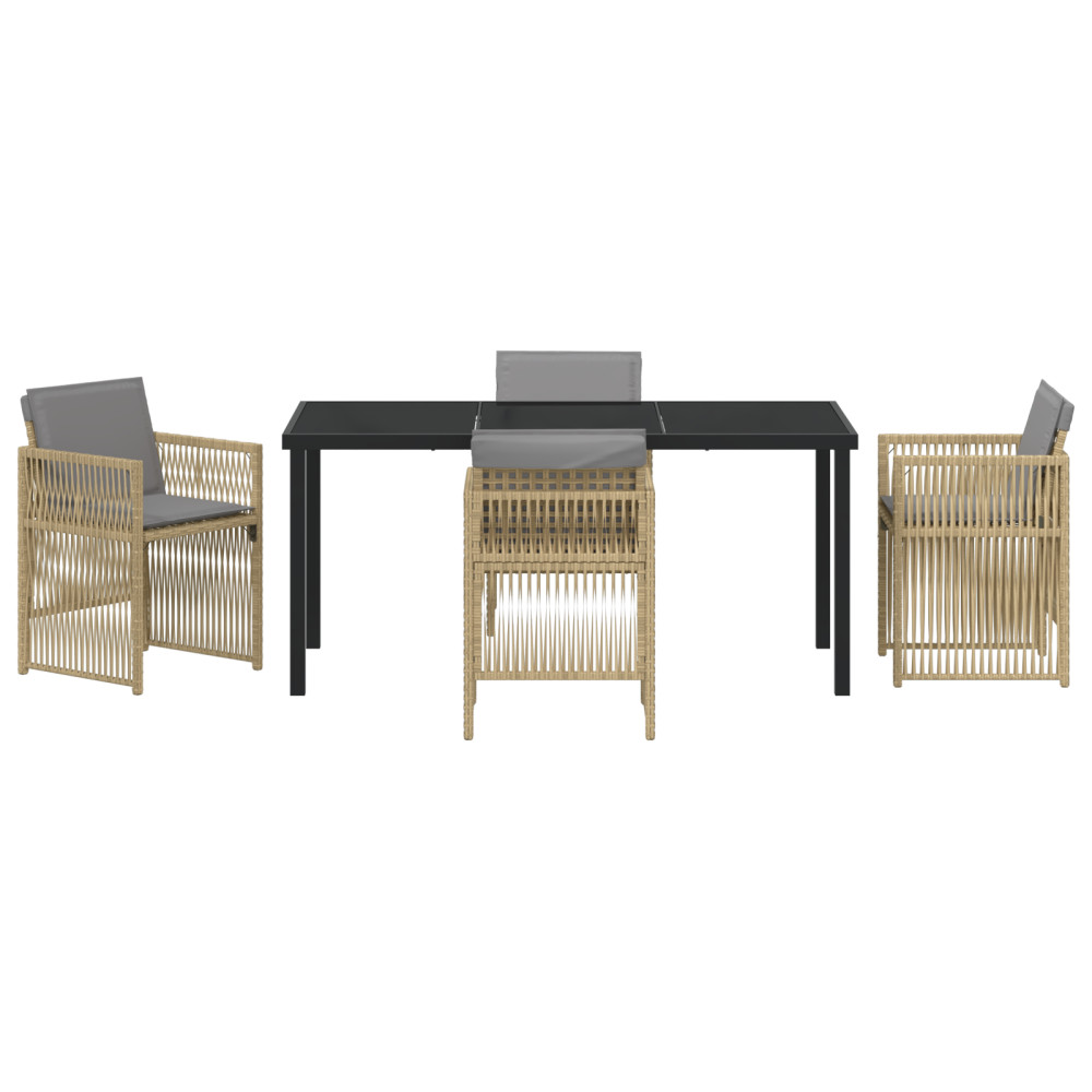 Produktbild för Trädgårdsmöbelset 5 pcs Beige Pulverlackerat stål
