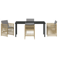 Produktbild för Trädgårdsmöbelset 5 pcs Beige Pulverlackerat stål
