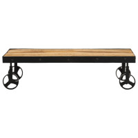 Produktbild för Soffbord med hjul massivt mangoträ 100x55x26 cm
