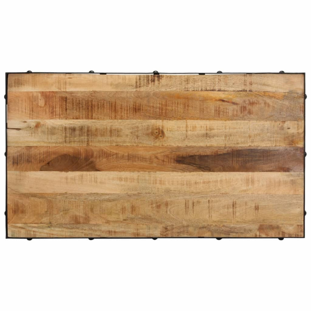 Produktbild för Soffbord med hjul massivt mangoträ 100x55x26 cm