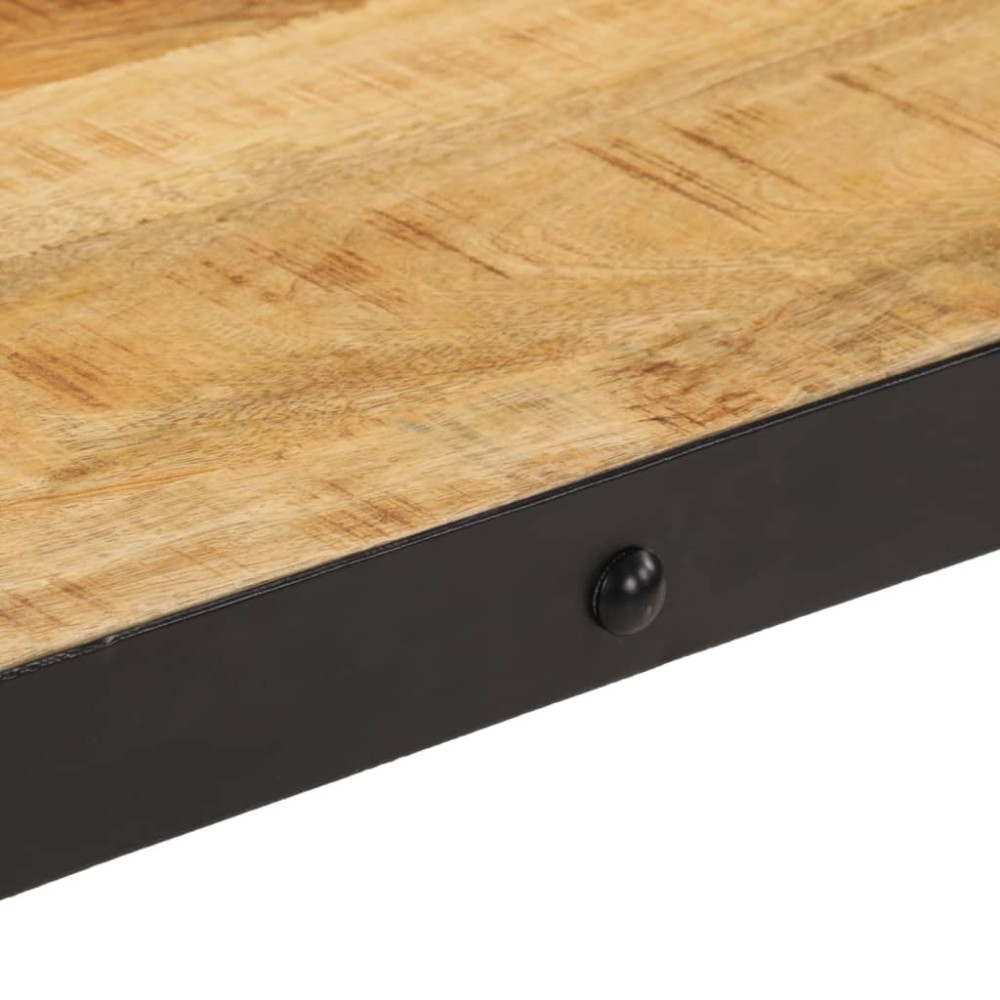 Produktbild för Soffbord med hjul massivt mangoträ 100x55x26 cm