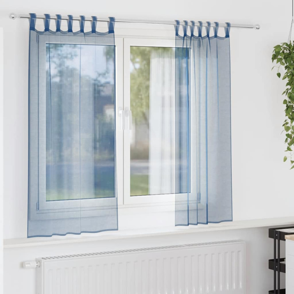 Produktbild för Voile gardiner med stångfickor 2 st kungsblå