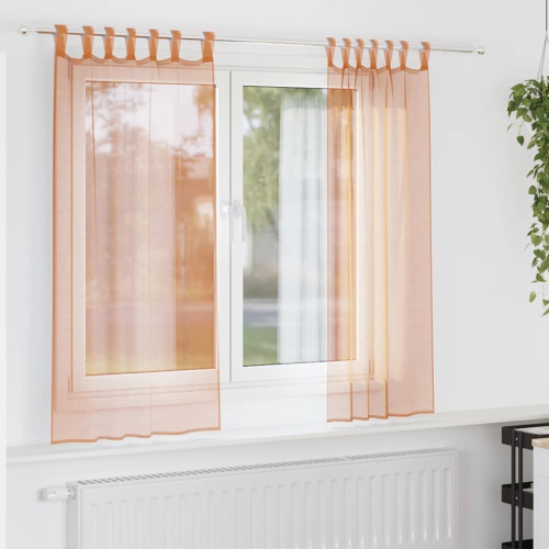 vidaXL Voile gardiner med stångfickor 2 st terrakotta