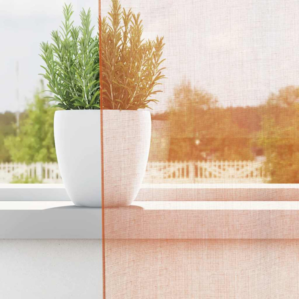 Produktbild för Voile gardiner med stångfickor 2 st terrakotta
