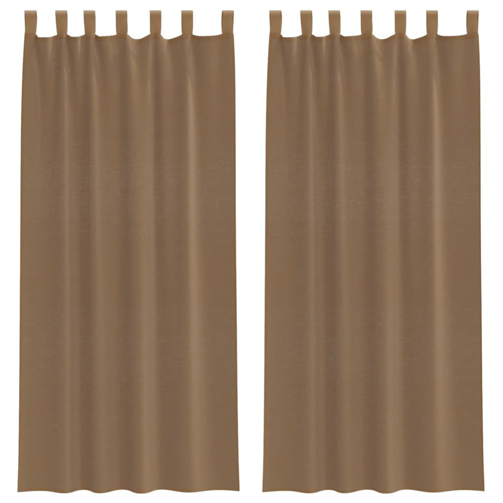Produktbild för Voile gardiner med öglor 2 st ljusbrun 140x225 cm