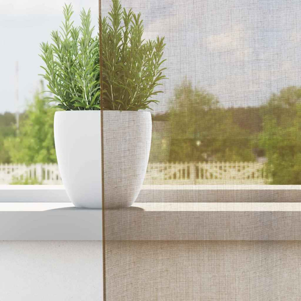 Produktbild för Voile gardiner med öglor 2 st ljusbrun 140x225 cm