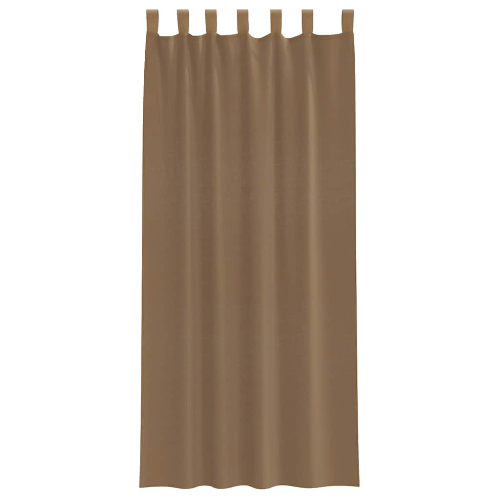 Produktbild för Voile gardiner med öglor 2 st ljusbrun 140x225 cm