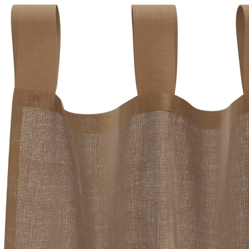 Produktbild för Voile gardiner med öglor 2 st ljusbrun 140x225 cm