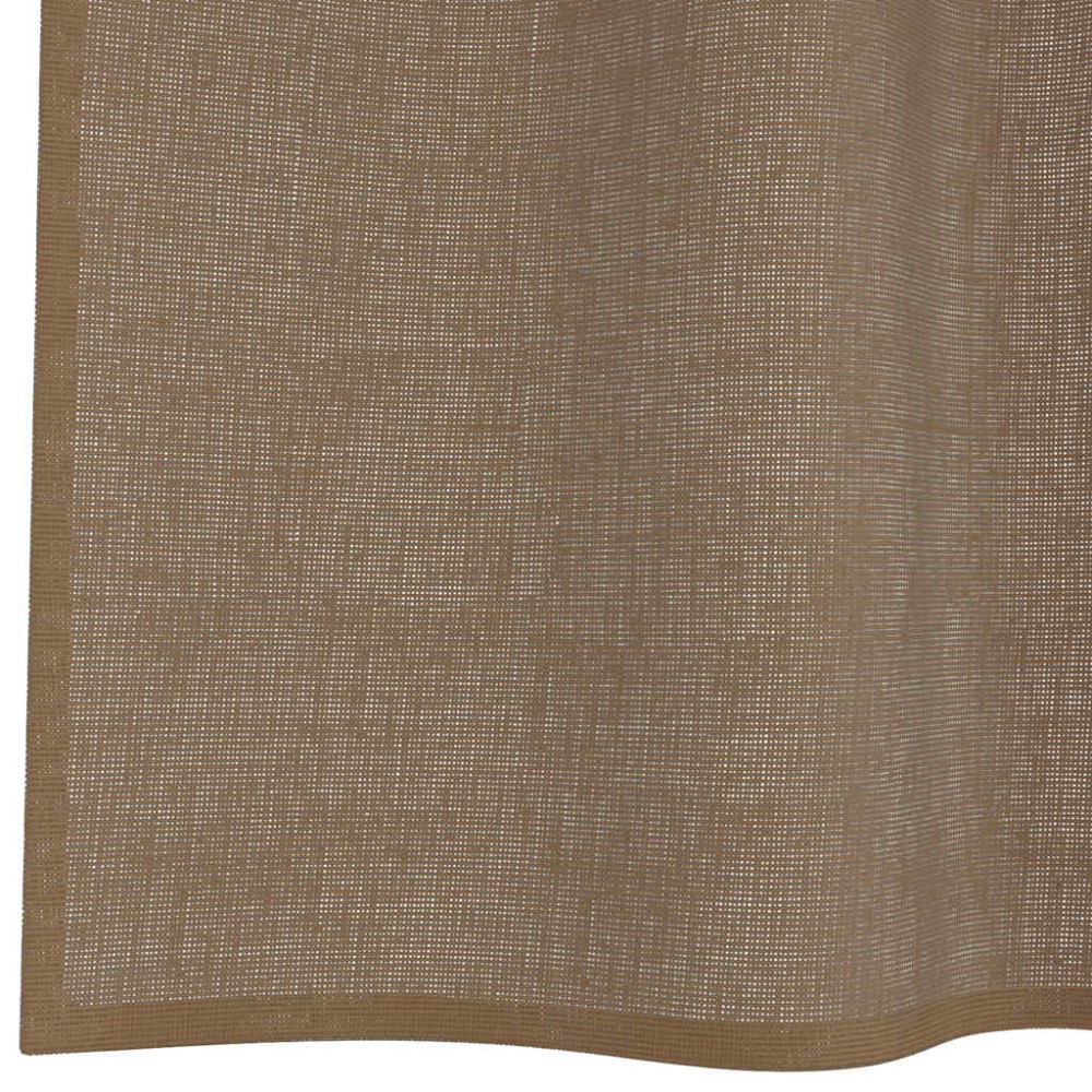 Produktbild för Voile gardiner med öglor 2 st ljusbrun 140x225 cm