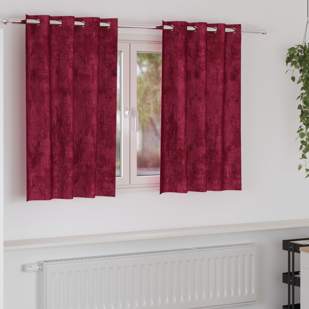 Produktbild för Sammetsgardiner med gardiner 2 pcs Vinröd 140 x 140 cm Sammet