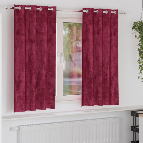 vidaXL Sammetsgardiner med gardiner 2 pcs Vinröd 175 x 140 cm Sammet - Gardiner & Persienner