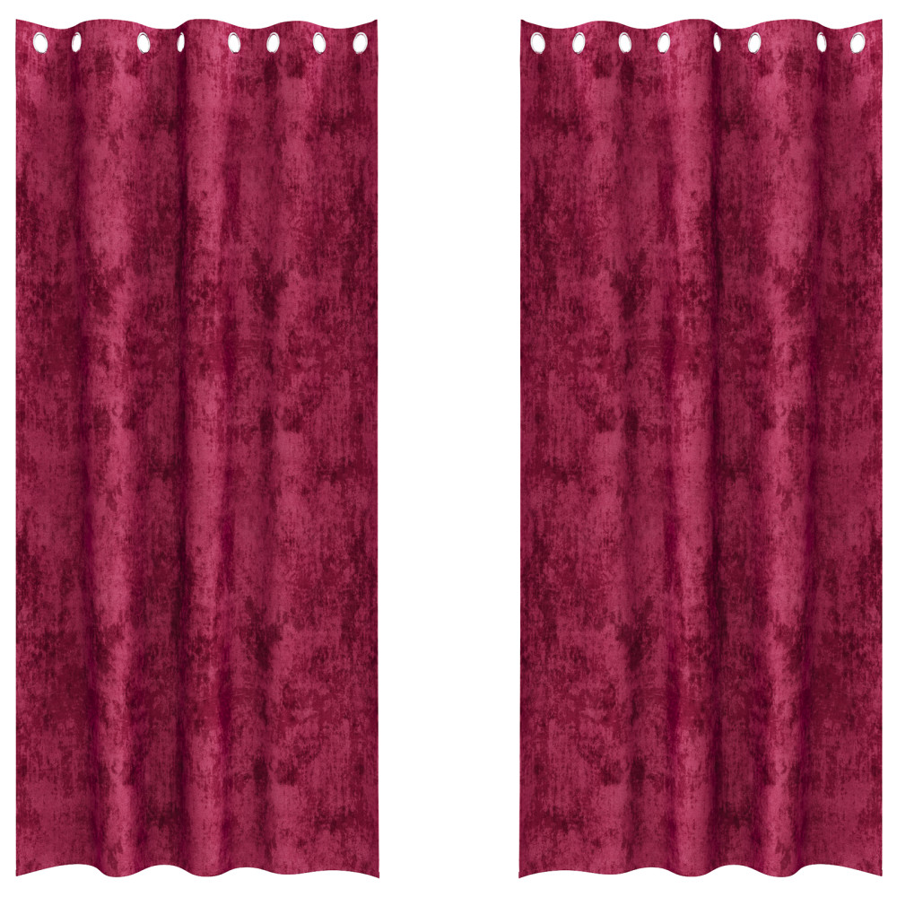 Produktbild för Sammetsgardiner med gardiner 2 pcs Vinröd 225 x 140 cm Sammet