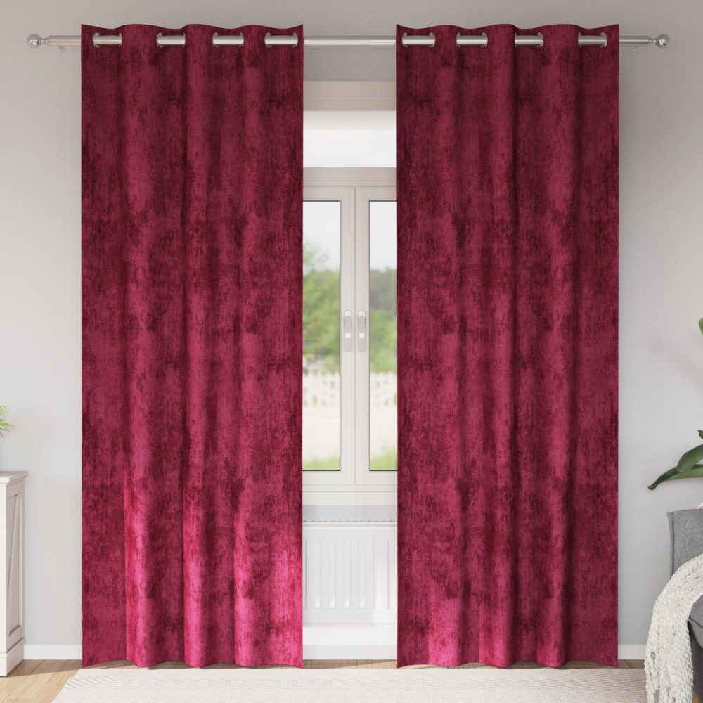 Produktbild för Sammetsgardiner med gardiner 2 pcs Vinröd 245 x 140 cm Sammet