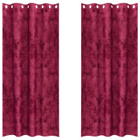 Produktbild för Sammetsgardiner med gardiner 2 pcs Vinröd 260 x 140 cm Sammet
