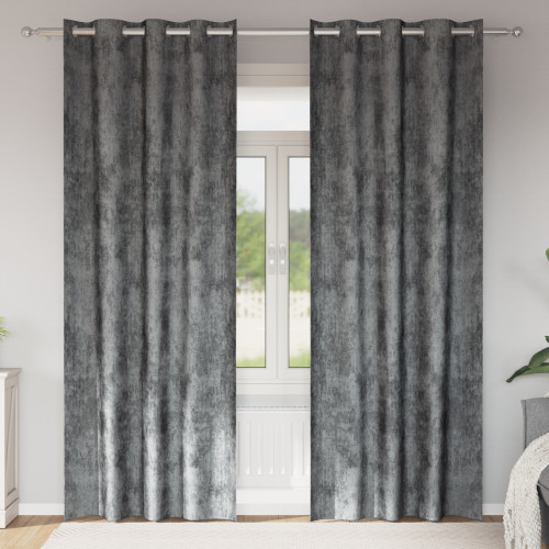 vidaXL Sammetsgardiner med gardiner 2 pcs Grå 245 x 140 cm Sammet