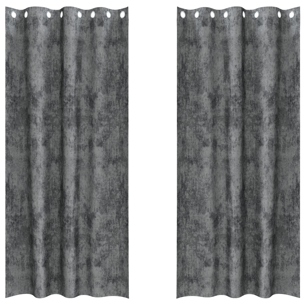 Produktbild för Sammetsgardiner med gardiner 2 pcs Grå 245 x 140 cm Sammet