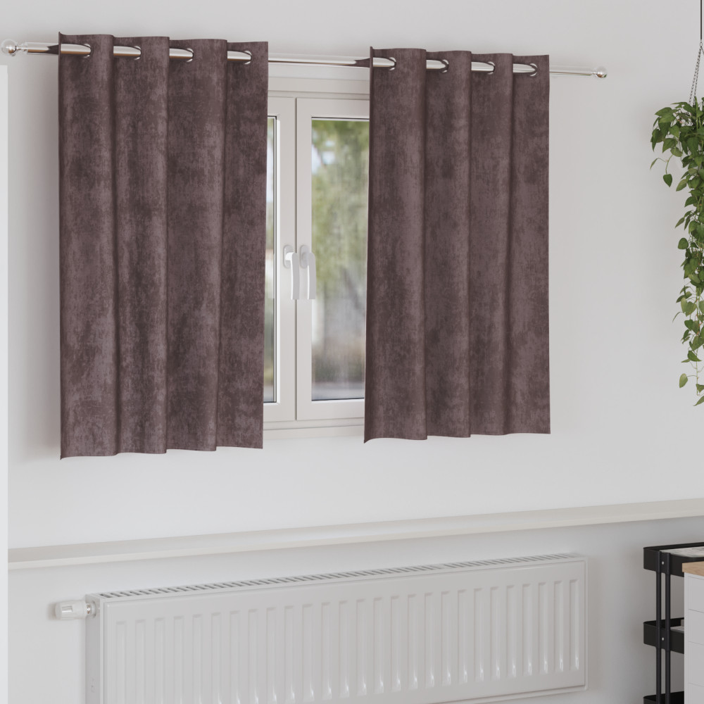 Produktbild för Sammetsgardiner med gardiner 2 pcs Brun 140 x 140 cm Sammet