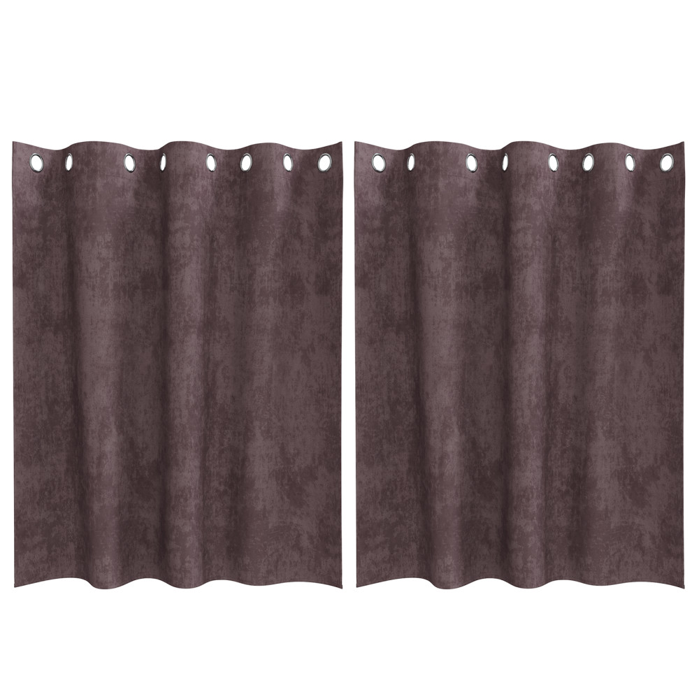 Produktbild för Sammetsgardiner med gardiner 2 pcs Brun 140 x 140 cm Sammet